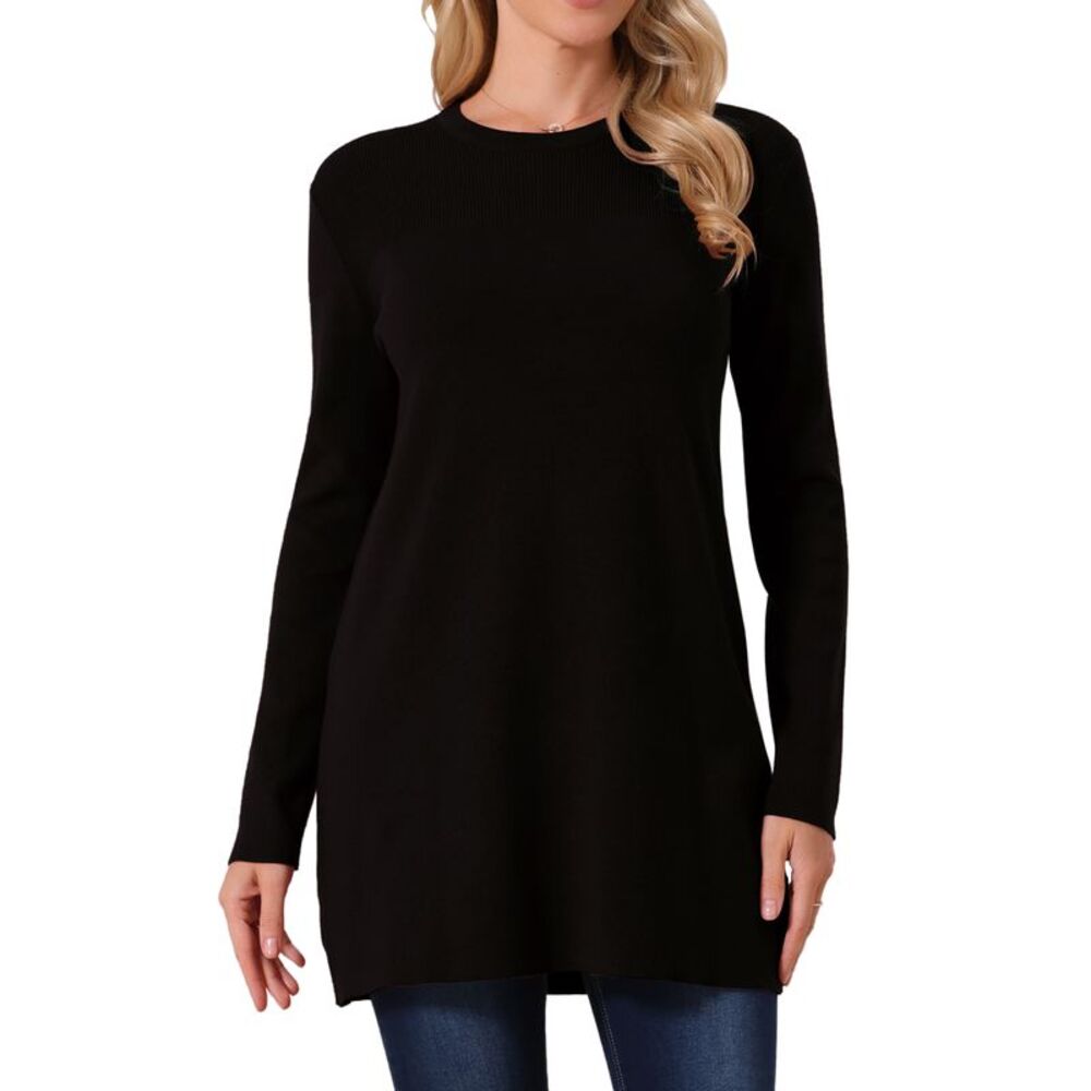 Women Oversized Chunky Knit Long Sleeve Pullover Sweater Fall Top Black